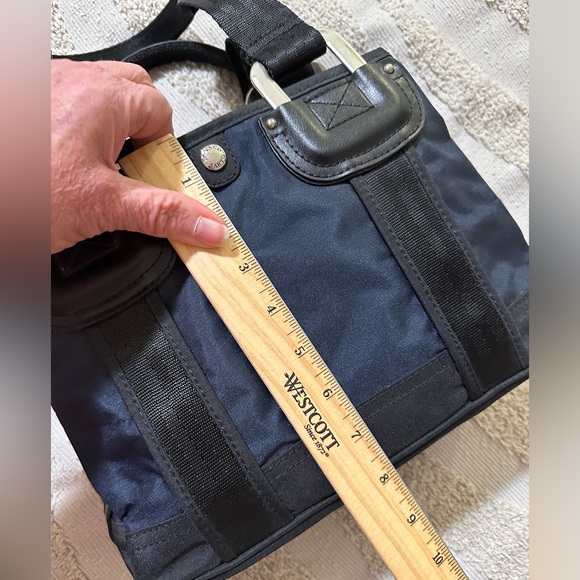 Franco Sarto Handbag, Black Leather and Midnight Blue Nylon, Like New 👜 - Picture 12 of 15